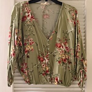 Lovestitch Olive Floral Blouse